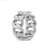 Corrente de elo cubano polida personalizada banda lisa 9k/925 prata esterlina hiphop masculino anéis