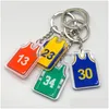 Keychains Lanyards Designer Basketball Player Keychain Environmental Friendly Acrylic Jersey Pendant Bag Accessories Creative Gift Dhfyd