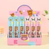 Penne 12 scatole/lotto Kawaii Bear Evidenziatore Carino 5 colori Panda Disegno Pittura Pennarello Materiale scolastico Cancelleria all'ingrosso