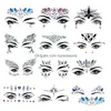 Nail Art Décorations Strass Festival Visage Bijoux Autocollant Faux Tatouage Autocollants Corps Paillettes Tatouages Gemmes Flash Pour Musique Fête Ma Dh46C