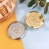 Party Favor 10st Personlig Metal Compact Mirrors First Communion Party Favor Anpassad Pocket Makeup Mirror Boy Girl Communion Souvenir 230627