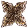 Halsdukar Twill Square Silk Scarf For Women Leopard tryck stora eleganta damer sjalar och wraps Bandanas 2023