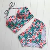 Kvinnors badkläder Summer Kvinnor Floral Bikini Set Hög midja Push-Up Padded Bh Bh Baddräkt Badande tvådelar Dräktstrandkläder