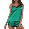 Veches pour femmes Femmes en dentelle Satin Pyjama Sets Nightwear Spaghetti Strap Camis with Shorts Lingerie Set Sexy Pajamas Mujer