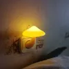 LED Night Lights Mushroom Shape Automatic Toilet Decor Wall Lamps Light-control Sensor Bedroom Light HKD230628