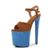 Сандалии 2023 Европейская модная модель Обувь для прогулок Банкетный высокий каблук Замша Танцевальная стальная труба