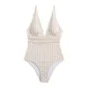 Damskie damskie w paski damskiej drukowane w paski kąpielowej panie jednoczęściowy proc wysokiej talii 2023 Kobieta bikini plaża