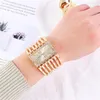 Montres-bracelets de luxe qualités femmes mode 2023 diamant Rectangle montres or alliage Bracelet Simple dames Quartz horloge cadeau