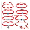 Charm Bracelets 8 Pcs Lote Evil Eye Bracelet 7 Knot Handmade Lucky Ajustável Corda Vermelha Proteção Para Mulheres Homens Atacado Drop Dhglz