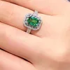 Cluster Rings 2023 Jewelry Bling Green Cubic Zirconia Women's Ring Luxury Wedding Engagement Party Lady Anniversary Gift