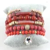 Strand Rh Fashion Bransoletka z koralikami Czerwony stos Multi Sets for Women Jewelry Gift