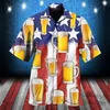 T-shirts pour hommes Printemps / Été Jour de l'Indépendance Drapeau Bière Mode Casual Party Beach Loose Print Chemise à manches courtes Body Romper