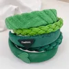 Bandanas pannband för kvinnor grön färg pannband svamp brett hårband sommar mode elegant hår båge hår tillbehör x0628