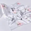 Cachecóis Lenço de Seda Quadrado Feminino 65x65cm Natural Hangzhou Lenço de Pescoço Para Cabelo Feminino Foulard Estampado Bandana Lenço Feminino