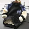 T Shirts Boy's Hoody Autumn och Winter Casual Medium Stora barn plus Velvet Thicked Children's Clothing Bottoming Shirt 230627