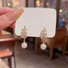 S925 Silver Needle Delicate Micro-paved Zircon Leaf Stud Earrings Light Luxury Full Diamond Hoop Pearl Earrings