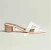 Designer Oasis Sandal Cut-Out Sandals Natural Leather Heel Slides Fashion Beach Women's Slippers Bleu Clair Letter Slide 35-42