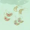 Ins Hot Sale Fine Jewelry Pendientes de Mujer透明な樹脂保存乾燥本物のクラフトイヤリングムーンシェイプ