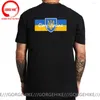 Camisetas Masculinas Slava Ucrânia Militar Exército Brasão Homens T-Shirt Manga Curta Casual Algodão Decote em O Verão Emblema Ucraniano Logotipo Bandeira