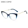 Armação de óculos OEC CPO Fashion Cat Eye armações de óculos Óculos femininos vintage lentes transparentes óculos de grau 230628