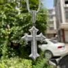 Ожерелья с подвесками Bubble Letter Iced Out Cross Ожерелье для мужчин Prong Setting Real Copper Cubic Zirconia Hip Hop Jewelry Dropshipping Items 230621