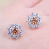 Stud Earrings Russian Style Party Jewelry Crystal Earring Champagne For Women Cubic Zirconia Sell