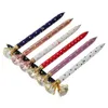 Pennen 7 stks/lot kawaii ballpoint big edelstenen metalen bal pen met grote diamantblauw/zwarte magische pen mode schoolkantoor benodigdheden