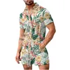 Mens Tracksuits Men Rompers Shorts Swimsuit Streetwear Tropical Floral Print Short Sleeve Beach Hawaiian Playsuits Button Casual Man Humpsuits 230627