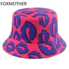 FOXMOTHER New Fashion Blue Pink Lips Print Bucket Hats Fisherman Caps For Women Gorras