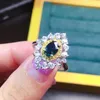 Cluster Rings Luxury Full Diamond Color Separation Simulation Sapphire Caibao Opening Ring Female Tiktok Online Red Broadcast Jewelry