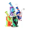 Fumo colorato Silicone Narghilè Bong Pipe Kit Portatile Rimovibile Oil Rigs Caso Gorgogliatore Erba Filtro per tabacco Ciotola Pipa ad acqua Chiodi Cucchiaio Punta Cannuccia Portasigarette