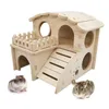 Fournitures pour petits animaux Hamster balançoire balançoirepetit nid maison en bois massif dormir ours en soie doré Villa ToySupplies 230628