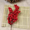 Decorative Flowers Artificial Berries | Large Fake Red Berry Stems 8.46 In Christmas Picks Holly Branches For Winter Holiday Wedding Christm