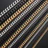 Catene 3,5 mm / 5 mm / 7 mm / 9 mm Spessore Acciaio inossidabile Collana a catena a maglie cubane per uomini Ragazzi Argento Oro Colore nero da 14 a 30 pollici