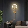 Appliques 2023 Moderne LED Lampe Pour Salon Chambre Chevet Couloir Allée Applique Noir Or Anneau Conception Décoration Luminaires