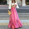 Skirts Casual Elastic High Waist Print Long Ruffle Dress Y2K Clothes Summer Women Elegant Bohemian Maxi 230627