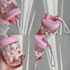 Kawaii Glass Water Bottle With Tea Infuser Straw For Drink Water Coffee Boba Tea Fresh Juice Milk Portable Bottle For Kids Girl L230620