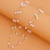 Simple géométrique mince Imitation perle couches chaîne collier multicouche clavicule chaîne collier pour femmes Vintage bijoux