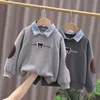 T-shirts garçons sweat bébé Denim col haut dessin animé enfants mignon sweats à capuche printemps automne 2 4 6 8 10 ans 230627