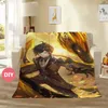 Одеяла 2023 Game Genshin Impact Blanket DIY Custom Zhongli Pattern Односторонний печатный плюшевый плед Теплый фланелевый домашний текстиль