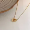 Pendant Necklaces Simple Double Heart Necklace for Women Couple Stainless Steel Choker Gold Color Chain Wedding Party Friends Jewelry Gift 230613