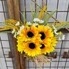 Fleurs décoratives couronnes de tournesol pour porte d'entrée couronne d'automne ferme automne décor à la maison paniers Thanksgiving Halloween décoration