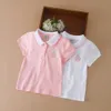 Polos 3 12 Alter Mädchen Polo Sommer Kinder Kurzarm T-shirts 2023 Kinder Drehen Unten Kragen Kleidung Baby Baumwolle tops 230628