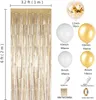 Other Event Party Supplies 100Pcs White Gold Balloon Garland Kit with Golden Tinsel Curtain White Gold Balloons for Wedding Birthday Party Decoration 230628