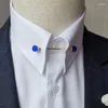 Spille Moda Colletto in pietra sfaccettata Spilla da uomo Camicia da uomo Foro rotondo in metallo Semplice per uomo Accessori Gioielli