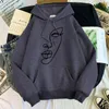 Männer Hoodies Schwarz Druck Jane Pen Half Face Sweatshirt Herbst Warme Hip Hop Casual Kleidung Für Männer Bequeme Fleece trainingsanzug Herren