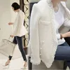 Women's Jackets Office Lady Casaco Runway Women Vintage Pearl Tassels Tweed Slim Jacket Coat Fashion Double Breasted Black White Outerwear