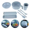 Dinnerware Sets Instant Noodle Bowl Suit Set Reusable Bento Outdoor Headset School Office Ceramic Ramen