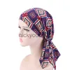 Bandanas Muslim Women Soft Stretch Turban Hat Pre-Tied Head Scarf Printed Ladiess Cotton Cancer Chemo Cap Inner Hijabs Hair Accessories x0628