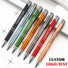 PENEN 100PCS Aangepaste tekst Metal Ballpoint Pen Groothandel Business Advertising Geschenkpen Student Creative Prize Gel Pen